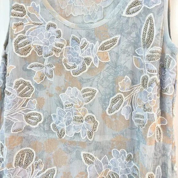 Sundance Blue Floral Embroidered Beaded Silk Dress Sz XS Romantic Wedding Guest - Picture 5 of 12